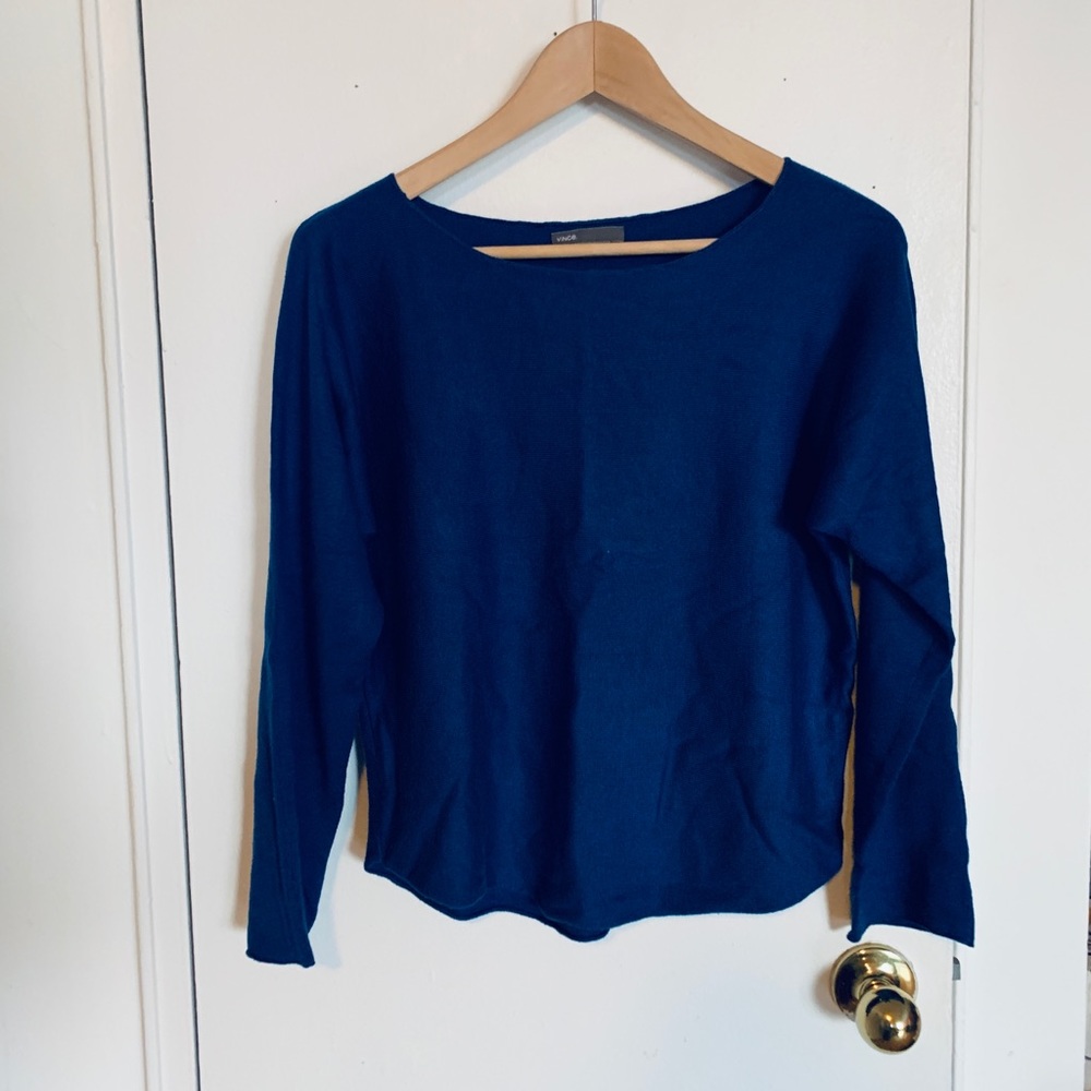 Vince royal blue cotton boatneck sweater small